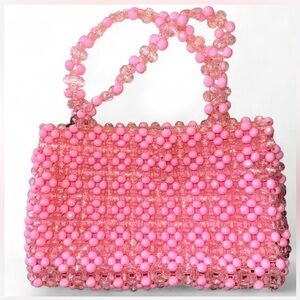 Y2K Handmade Monochrome Pink Beaded Bag - Barbiecore